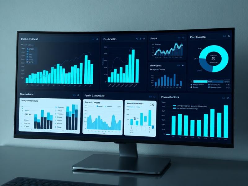 Business intelligence reporting dashboard with charts and KPI metrics